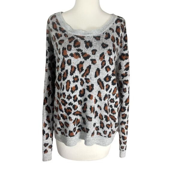 Signature Collection Leopard Knit Pullover Sweater Sz XL - Picture 1 of 6